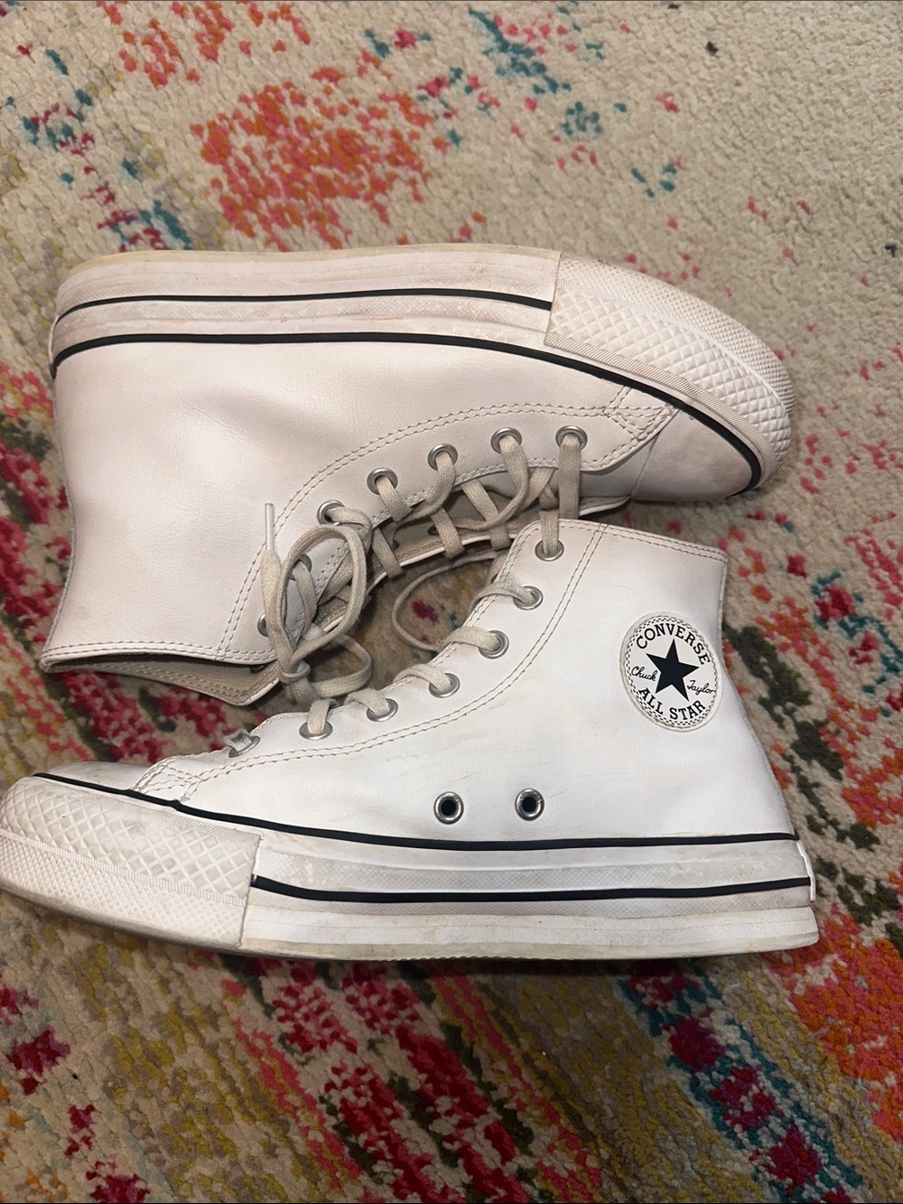 Converse White High-Top Platform Sneakers